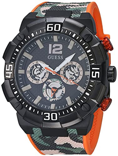 GUESS Multifunktions-Armbanduhr für Herren, Edelstahl, 50 mm, Camo/Schwarz/Schwarz, Einheitsgröße, Navigator