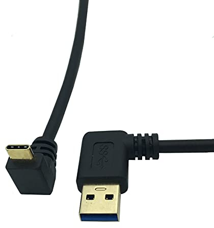 Câble court USB C mâle vers mâle, 30 cm coudé à 90 degrés USB 3.1 de type C mâle vers mâle, câble de charge rapide pour ordinateur portable, tablette et téléphone portable (USB gauche à angle C)