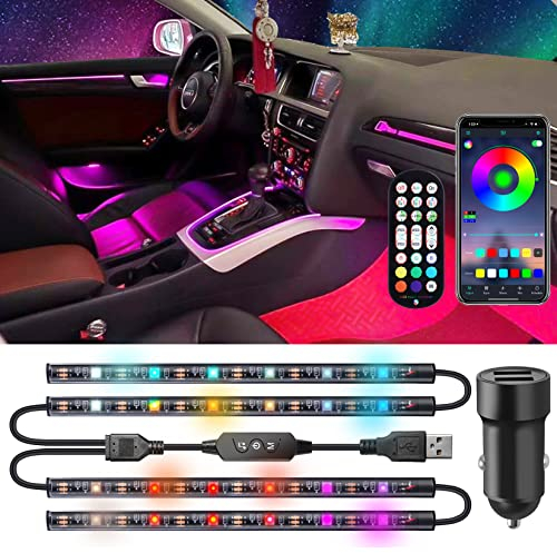LED Innenbeleuchtung Mit USB Anschluss Und Autoladegerät - 5050LED Lichtleiste Mit APP Control Und Remote Control - Ambientebeleuchtung Für Auto