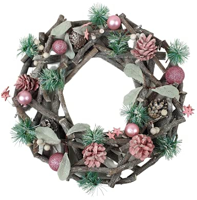 Dekokranz Winterkranz Weihnachtskranz Kranz 38cm pink rosa