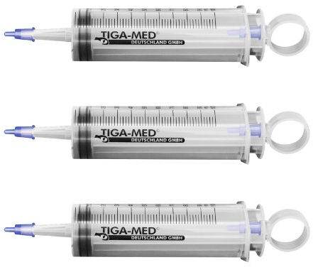 100 Stück Blasenspritzen Wund- und Blasenspritze Spritze 3teilig 3-teilig 100ml Einmalspritzen Original Tiga-Med