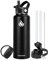 XACIOA Water Bottle Vacuum Insulated 32oz 40oz with Straw Lid,Stainless Steel Drink Flask with Flip Top Bottle Lid,Metal Wide Mouth Double Walled Leak Proof Keeps Hot Cold (Black, 40oz)