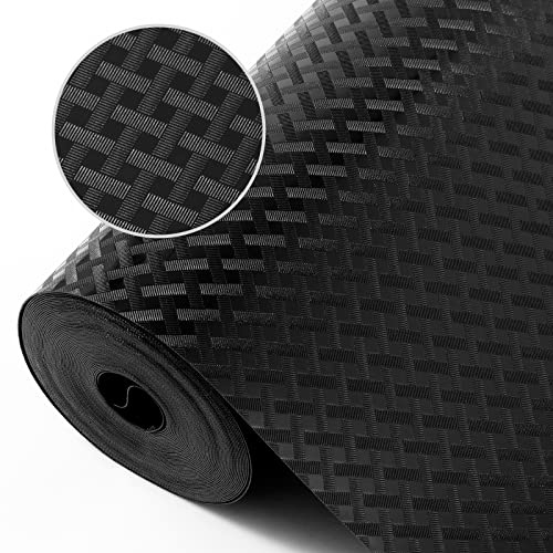 Kitchen Shelf Liner Non Adhensive,Cabinet Drawer Mat Black 23.6× 393.7 | Non Adhesive, Non Slip,Use as Kitchen Shelf Drawer Cupboard EVA Liner Refrigerator Mat,Washable, Waterproof, Easy to Cut
