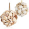 com-four® 2X Deko-Muschelball weiß/Gemustert - Dekoration zum Aufhängen - Maritimes Wohnaccessoire mit Meeresflair - Kugel mit Holz, Muscheln und Schlaufe aus Jute (2 Stück - Muschelball)