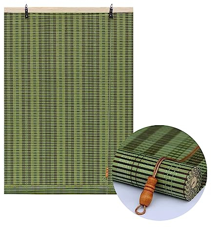 DUYULIANG Bambus-Rollos Raffrollos Outdoor, Rollos Außen Garten Rollo Aussenbereich Wetterfest, Sonnenschutz Und Sichtschutz, Sommer Balkon Schatten, Hochwertiges Raffrollo Mit Seitenzug