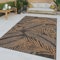 TT Home In-& Outdoor Teppich Wetterfest Balkon Flachgewebe Palmen Motiv Blätter Floral, Farbe:Beige Anthrazit, Größe:240x340 cm