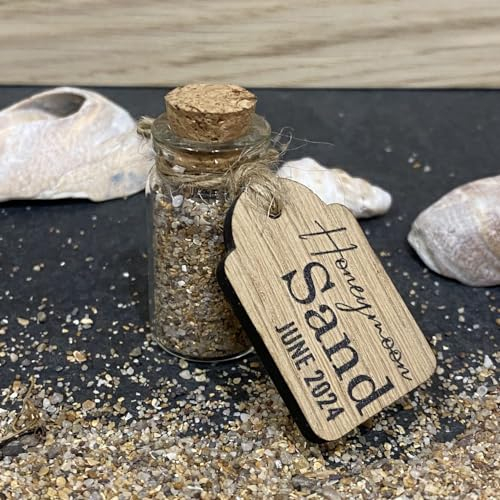 Luck and Luck Pot de sable lune de miel avec étiquette cadeau personnalisée, cadeau souvenir de mariage pour couple, cadeau de mariage, cadeau de jeunes mariés, cadeau pour mariée