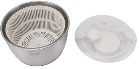 Centrifuga per insalata in acciaio inox con grande capacità, asciuga verdure, lavapfrutta e scolapiatti – Utensile da cucina multifunzionale insalate sane