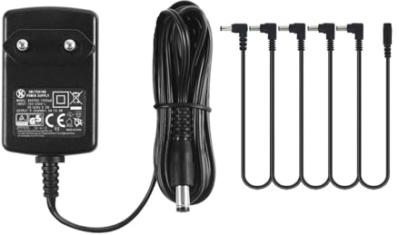 Gitarren Pedal 9V 1,5A DC Stromversorgungsadapter, mit 5 Way Daisy Chain Kabel, für Gitarreneffektpedal, Center Negative