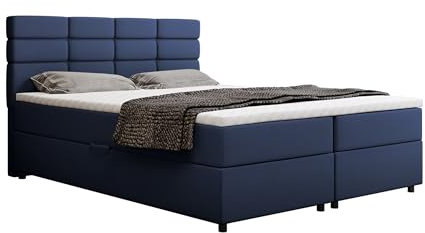 Reve Boxspringbett 160 x 200 cm Doppelbett mit hochwertiger Bonell-Matratze und Topper, Polsterbett mit Bettkasten, Schlafzimmer, Bequem, Modern, Stilvoll