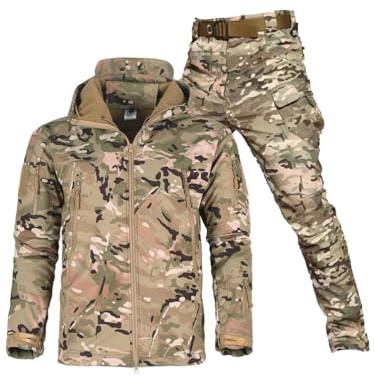 Oanviso Herren Trainingsanzüge Tactical Militär Kleidung Kriegsspiel Taktisch Uniform Warm Winter Windjacke und Cargo Hose Outfit Jagdbekleidung Mode Schießen Set B 3 L