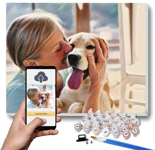 Eletizy Personalisiert Malen Nach ZahlenSet für Erwachsene und Anfänger,Acrylmalerei,Ölmalerei auf Leinwand,individuelles DIY-Malen-nach-Zahlen-Set Foto Painting