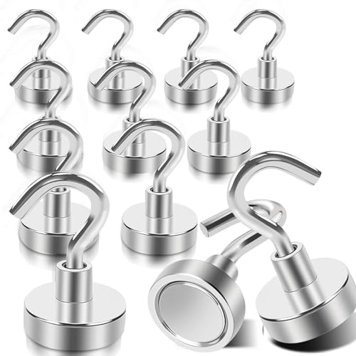 DGDUBRB Magnethaken Extra Stark, 18Kg+ Starke Magnete Mit Haken, Robuste Kreuzfahrt-Magnet Haken Für Klassenzimmer, Zum Aufhängen, Kabinen, Grill, Arbeitsplatz Und Büro Usw, 10 Stück