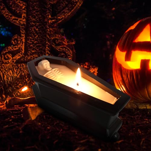 Halloween Kerzen Dekoration,Neue Kreative Sarg Skelett Kerze Gothic Deko Kerzen,Halloween Deko Innen,Halloween Gruselkerzen für Zuhause Halloween Party Zimmer Tisch Dekorationen