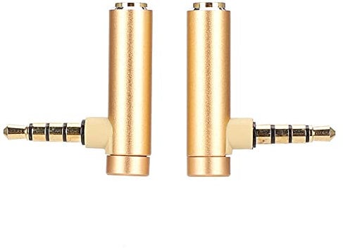 3.5mm Male To Female Audio Adapter Set of 2, 90 Degree Jack Adapter Stereo Jack Plug Right Angle Plug Aux Connector for Headset Tablets Speakers(Gold)