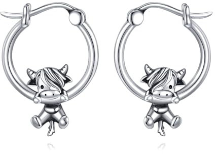 POPLYKE 925 Sterling Silber Hochland Kuh Ohrringe - Damen Schmuck