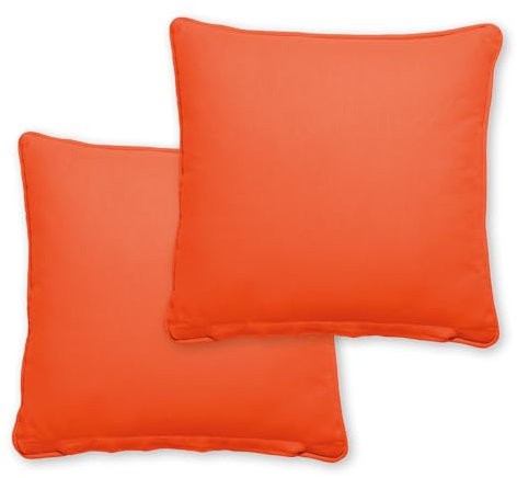 Como 2er Set Dekokissen Sofakissen 40 x 40 cm Orange, Bezug aus 100% Baumwolle, herausnehmbares Innenkissen - Kopfkissen Kuschelkissen Bodenkissen