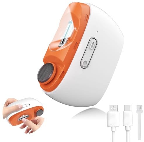 Coupe Ongle Electrique,Coupe Ongles & Lime Électrique 2 En 1, Coupe-Ongles Automatique avec 2 Vitesses, Lumière LED, Rechargeable USB, Sans Danger Pour Bébés, Adultes, Personnes Âgées (Orange)
