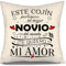 Aosumin Este cojín Pertenece al Mejor Novio del Mundo ¡Te Quiero mi Amor Funda de Cojín para Novio Cumpleaños San Valentín Mejor Regalo para Novio(Novio-a)