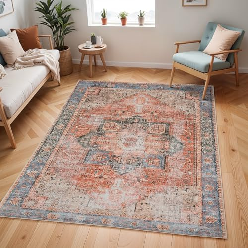 Livabliss Lana Rodas Vintage Rug, Boho – 120x170 cm, Burnt Orange & Brown