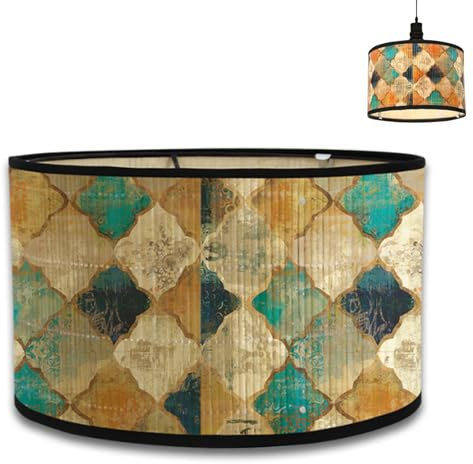 MeYuxg Abat Jour Vintage,30cm x 20cm E27 Abat-Jour,Abats-jour lampe sur pied,Bambou Imprimé Décoration De Maison pour Salon Chambre Salle à Manger Table Cuisine(E)