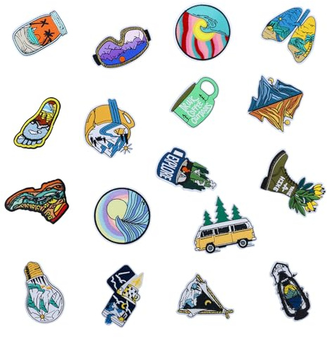 17 Stück Landschaft aufnäher Patches, Querformat In Standardfarbe,Patches zum Aufbügeln,Querformat In Standardfarbe Für Jacken, Jeans, Hosen, Rucksäcke, Kleidung