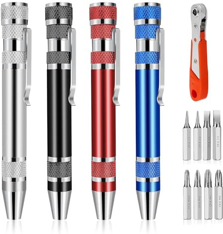 4Pcs 8 in 1 Mini Screwdriver Set, with 8*Screwdriver Head kitsMultitool Small Screwdrivers Pen Magnetic Repair Tools EDC Compact Precision Gadgets for Computer Eyeglasses Daily Home Improvement Us