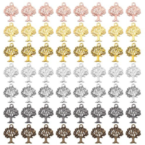 PH PandaHall 140pz Ciondoli Albero della Vita, 7 Colori Pendagli di Lega Stile Tibetano per Collane Bracciali Orecchini Fai Da Te Creazione di Gioielli Artigianali, 21x16mm
