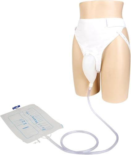 Wearable Reusable Male Urine Bag Silicone Urine Collector Elderly Incontinence Bag Leak Proof Pee Bags for Travel, Outdoor Use 1000ML (Elderly Men Style)