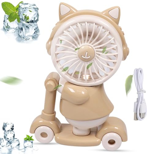 KOIROI Handventilator, Tragbarer Mini Ventilator mit 2 Geschwindigkeiten, Handventilator Leise Klein, Taschenventilator USB, Mini Fan mit Anspitzer, Hand Ventilatoren für Reisen, Büro, Schule