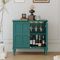 HOLTICO Sideboard with 2 Doors, Drinks Cabinet with Wine Glass Racks, Mid-Century Wooden Accent Cabinet, Modern Green Sideboards for Living Room, Dining Room, Kitchen, Hallway