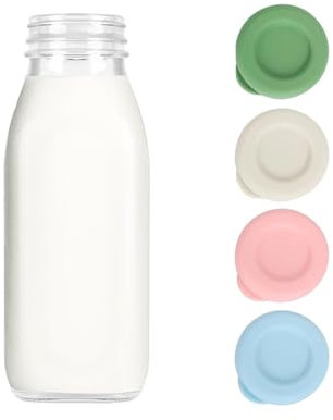 4-Pack Reusable Silicone Bottle Caps – 48mm Replacement Lids for Glass Milk Bottles – Compatible with Stanpac & Libbey – Colourful Leak-Proof Tops