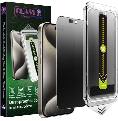 SY SHANGYAN 2 Stück Mattes Blickschutz Schutzglas Matt Sichtschutz Privacy für iPhone 15 Pro Max,9H Gehärtetes Glas,Mit automatischer Staubentfernung,Kratzfest,Blasenfrei,Einfache Installation