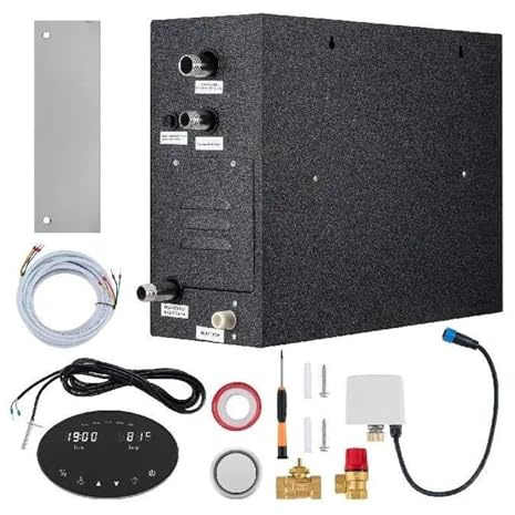 Steam Shower Generator 10.5/12/15 KW Segmented Heating and Temperature Customization and 24h Timer Steam Bath Kit Home Room Efficient Heating(Type 1)