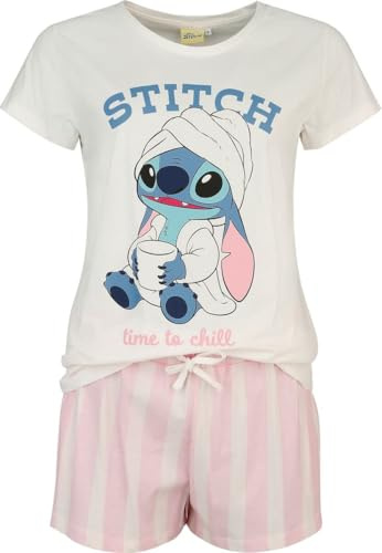 Lilo & Stitch Stitch - Time to Chill Frauen Schlafanzug altweiß/rosa