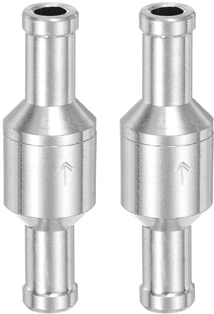 QUARKZMAN 2Stk Kraftstoff-Rückschlagventil 8mm 5/16 Zubehör Silber | Einweg-Schlauchventil, Aluminiumlegierung, Für Benzin Diesel Gas Öl Luft Wasser