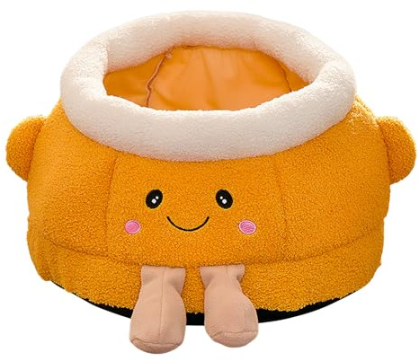 Yonuaret Lit Caverne pour Chat - Chaud Et Orange, De Forme Mignonne Et Douce, Fournitures pour Chien | Lit Caverne pour Chien | Intérieur Extérieur Hiver Voyage Voiture Camping Bureau Chevet Fenêtre