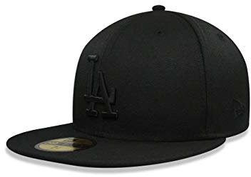 New Era MLB Black on Black 59FIFTY Fitted Cap Medium Los Angeles Dodgers