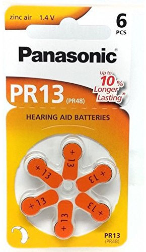 Panasonic Zink-Luft Hörgeräte-Zellen Knopfzelle (1,4V, 310mAh) 6 Stück