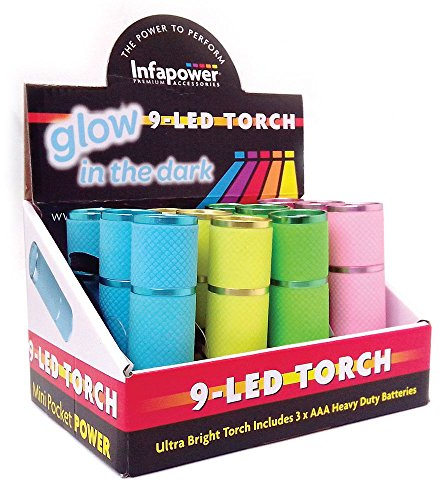 Infapower F007 9 LED Glow in The Dark Torch, Pack of 12