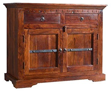 MASSIVMOEBEL24.DE Oxford Kommode Akazie 107x50x88, Farbe:Dunkelbraun lackiert, Größe:107x50x88 cm (BxTxH)