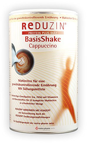 Reduzin Mahlzeitenersatz zum Trinken, Cappuccino, 25 cremige Shakes pro Dose, leckerer Abnehm Shake, Diät Shakes zum Abnehmen