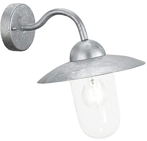 EGLO Außen-Wandlampe Milton, 1 flammige Außenleuchte, Wandleuchte aus Stahl feuerverzinkt in Silber und Glas, E27 Fassung, IP44