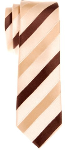 Retreez Herren Schmale Gewebte Krawatte Drei Farben Gestreifte 5 cm - gelb und braun