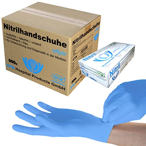 SFM ® SOFTLIGHTS Nitril : XS, S, M, L, XL, XXL blau puderfrei F-tex Einweghandschuhe Einmalhandschuhe Untersuchungshandschuhe Nitrilhandschuhe S (1000)