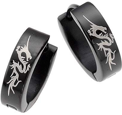 Zeeme Stainless Steel Unisex Creolen Edelstahl 1,3cm Glänzend schwarz 346010030