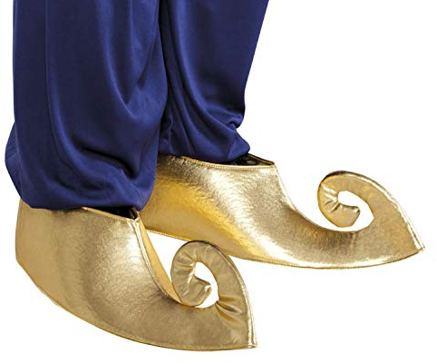 Boland 81990 - Überschuhe Sultan in Gold, 1 Paar für Erwachsene, Schuh-Überzieher für Faschingskostüme, Kostüm Zubehör für Karneval, Halloween oder JGA M/L