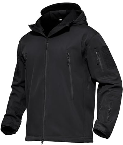 MAGCOMSEN Men's Jacket Tactical Performance Waterproof Softshell Jackets Fleece Lined Ski Snow Winter Windbreaker Black XL