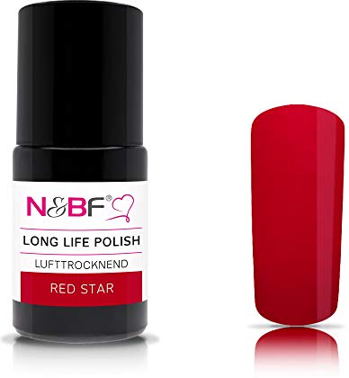 N&BF Long Life Nail Polish 15ml | Nagellack Red Star Rot | robuste & langlebige Lacke (lufttrocknend) | Made in Germany | vegan & 7-free | long lasting Gellack ohne UV Licht