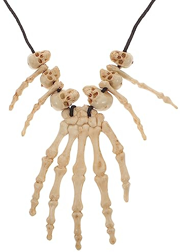 Amosfun Schädel Anhänger Halskette Skelett Kopf Hand Knochen Charme Cosplay Phantasie Partei Schmuck
